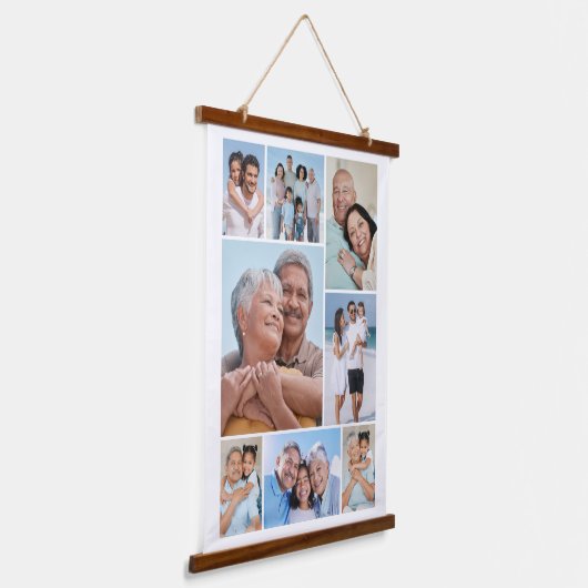Maak Je Eigen 8 Foto Collage Hangend Wandkleed (Gebogen)