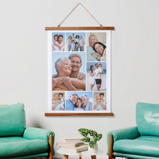 Maak Je Eigen 8 Foto Collage Hangend Wandkleed (Woonkamer)