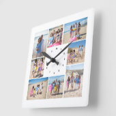 Maak je eigen 8 fotocollage gepersonaliseerd vierkante klok (Hoek)