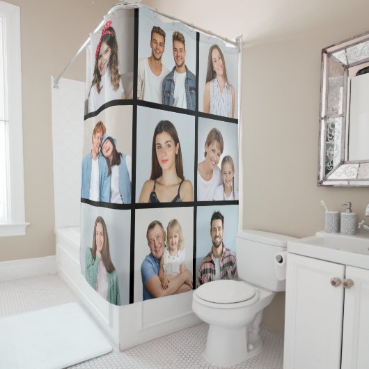 Maak Je Eigen 9 Foto Collage Douchegordijn (In situ)
