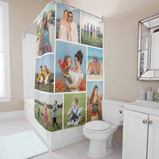 Maak Je Eigen 9 Foto Collage Douchegordijn (In situ)