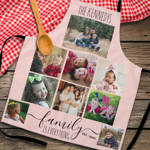 Maak je eigen 9 foto collage familie citaat Roze Schort
