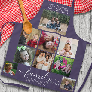 Maak Je Eigen 9 Foto Collage Familie Naam Paars Schort