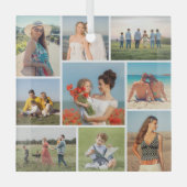 Maak Je Eigen 9 Foto Collage Glas Ornament (Voorkant)