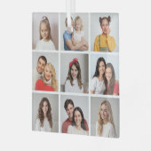 Maak Je Eigen 9 Foto Collage Glas Ornament (Voorkant links)