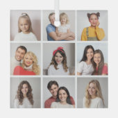 Maak Je Eigen 9 Foto Collage Glas Ornament (Voorkant)