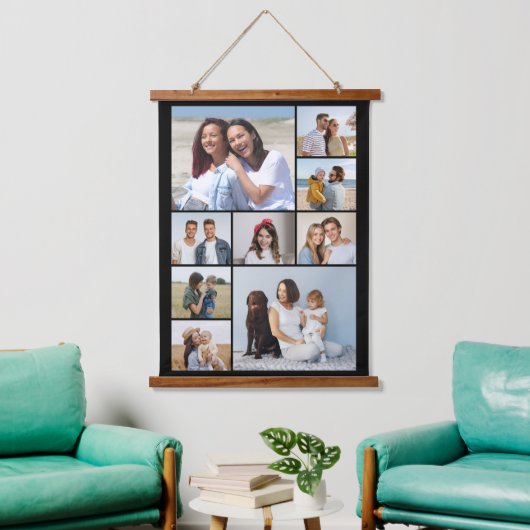 Maak Je Eigen 9 Foto Collage Hangend Wandkleed (Woonkamer)