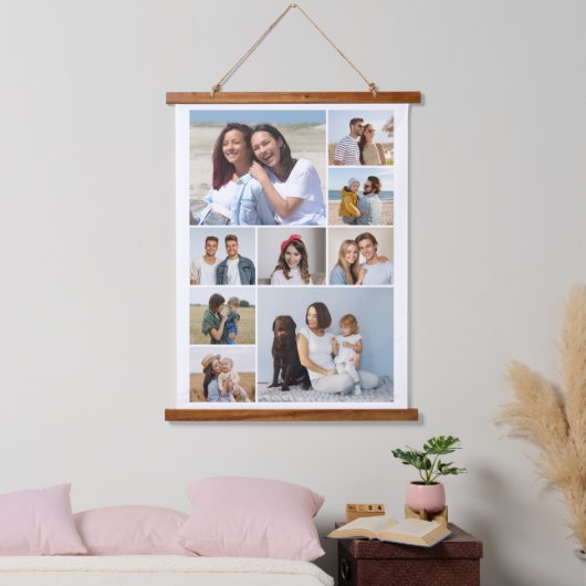 Maak Je Eigen 9 Foto Collage Hangend Wandkleed (Slaapkamer)