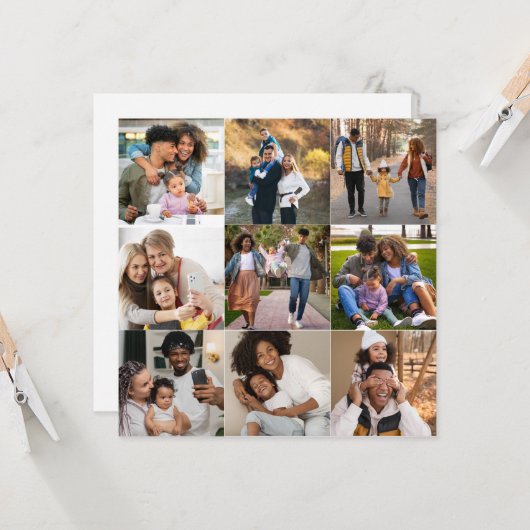 Maak je eigen 9 foto-collage kaart (Voorkant / Achterkant in situ)