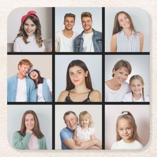 Maak Je Eigen 9 Foto Collage Kartonnen Onderzetters (Voorkant)
