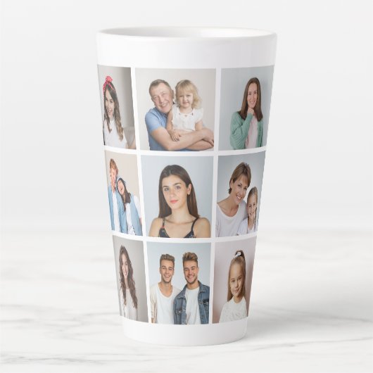 Maak Je Eigen 9 Foto Collage Latte Mok (Voorkant)