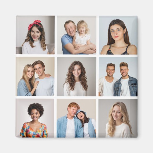 Maak Je Eigen 9 Foto Collage Magneet (Voorkant)