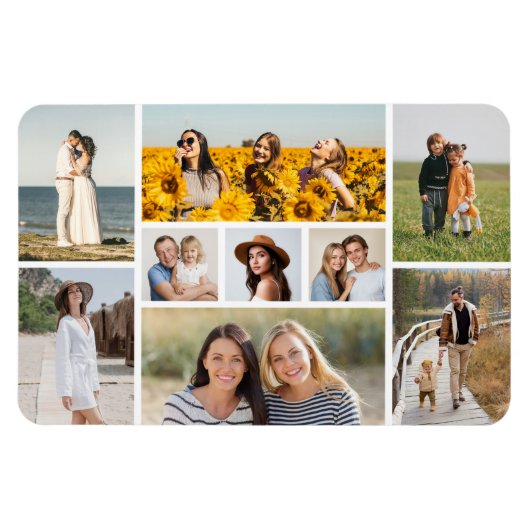 Maak Je Eigen 9 Foto Collage Magneet (Horizontaal)