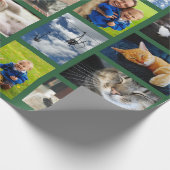 Maak je eigen 9 foto collage op groen cadeaupapier (Hoek)