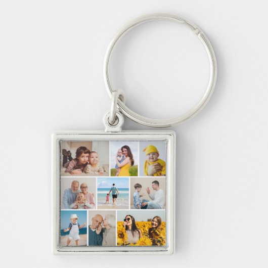Maak Je Eigen 9 Foto Collage Sleutelhanger (Voorkant)