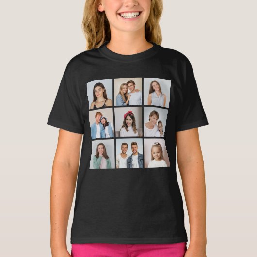 Maak Je Eigen 9 Foto Collage T-shirt (Voorkant)