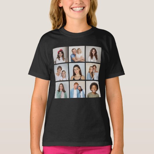 Maak Je Eigen 9 Foto Collage T-shirt (Voorkant)