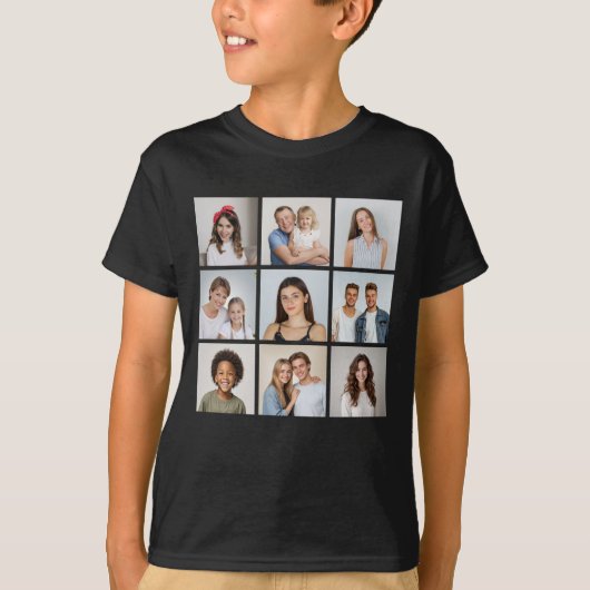 Maak Je Eigen 9 Foto Collage T-shirt (Voorkant)