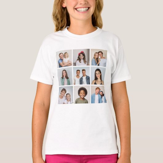 Maak Je Eigen 9 Foto Collage T-shirt (Voorkant)