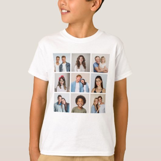Maak Je Eigen 9 Foto Collage T-shirt (Voorkant)