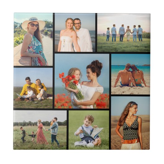 Maak Je Eigen 9 Foto Collage Tegeltje (Voorkant)