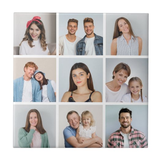 Maak Je Eigen 9 Foto Collage Tegeltje (Voorkant)