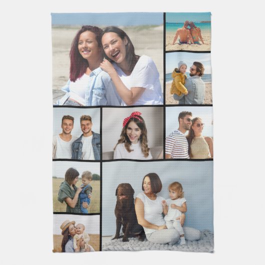Maak Je Eigen 9 Foto Collage Theedoek (Verticaal)