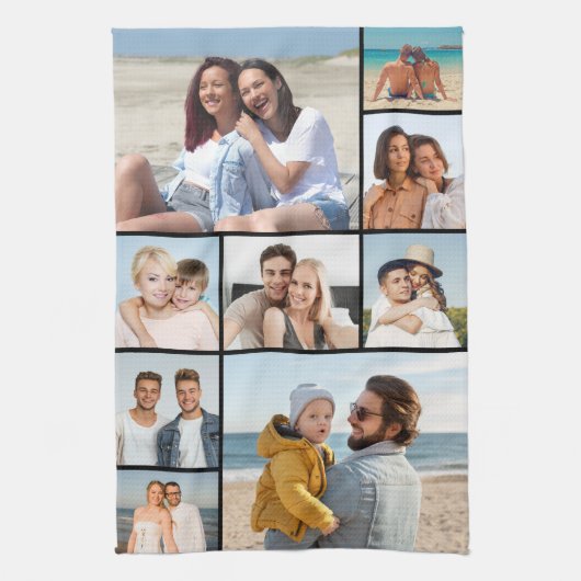 Maak Je Eigen 9 Foto Collage Theedoek (Verticaal)