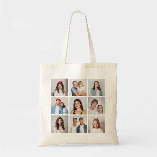Maak Je Eigen 9 Foto Collage Tote Bag (Voorkant)