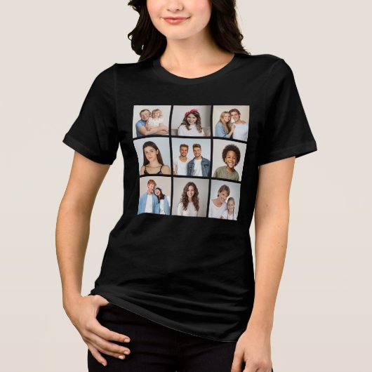 Maak Je Eigen 9 Foto Collage  Tri-Blend Shirt (Voorkant)