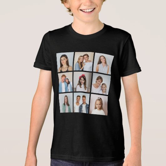 Maak Je Eigen 9 Foto Collage Tri-Blend Shirt (Voorkant)