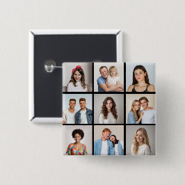 Maak Je Eigen 9 Foto Collage Vierkante Button 5,1 Cm