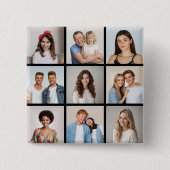 Maak Je Eigen 9 Foto Collage Vierkante Button 5,1 Cm (Voorkant)