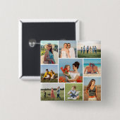 Maak Je Eigen 9 Foto Collage Vierkante Button 5,1 Cm (Voorkant /achterkant)