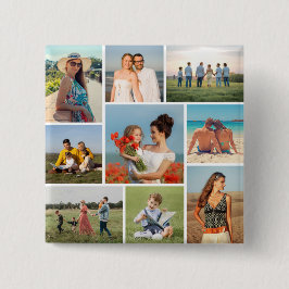 Maak Je Eigen 9 Foto Collage Vierkante Button 5,1 Cm