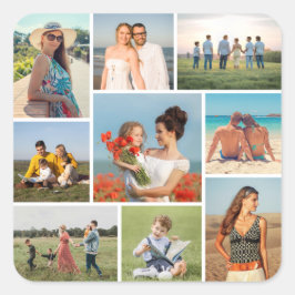 Maak Je Eigen 9 Foto Collage Vierkante Sticker