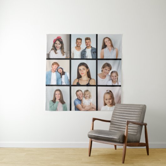 Maak Je Eigen 9 Foto Collage Wandkleed (In situ)