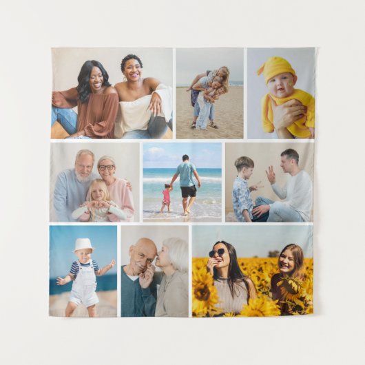 Maak Je Eigen 9 Foto Collage Wandkleed (Voorkant)