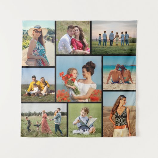 Maak Je Eigen 9 Foto Collage Wandkleed (Voorkant)