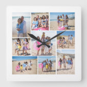 Maak je eigen 9 fotocollage gepersonaliseerd vierkante klok (Voorkant)