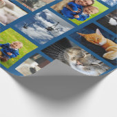 Maak je eigen 9 fotocollage op blauw cadeaupapier (Hoek)