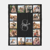 Maak Je Eigen Aangepaste 14 Foto Collage Monogram Fleece Deken (Voorkant)