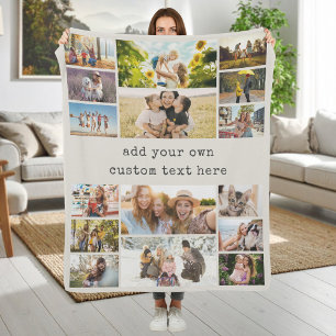 Maak Je Eigen Aangepaste 16 Foto Collage Fleece Deken