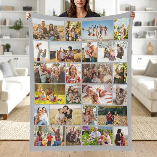 Maak Je Eigen Aangepaste 24 Foto Collage Fleece Deken