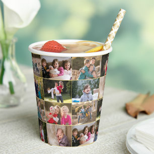 Maak Je Eigen Aangepaste 28 Foto Collage Papieren Bekers