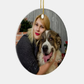 Maak Je Eigen Aangepaste 2 Foto Collage Dubbele Zi Keramisch Ornament (Rechts)