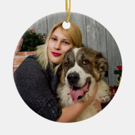 Maak Je Eigen Aangepaste 2 Foto Collage Dubbele Zi Keramisch Ornament (Voorkant)