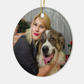 Maak Je Eigen Aangepaste 2 Foto Collage Dubbele Zi Keramisch Ornament (Links)