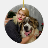Maak Je Eigen Aangepaste 2 Foto Collage Dubbele Zi Keramisch Ornament (Achterkant)