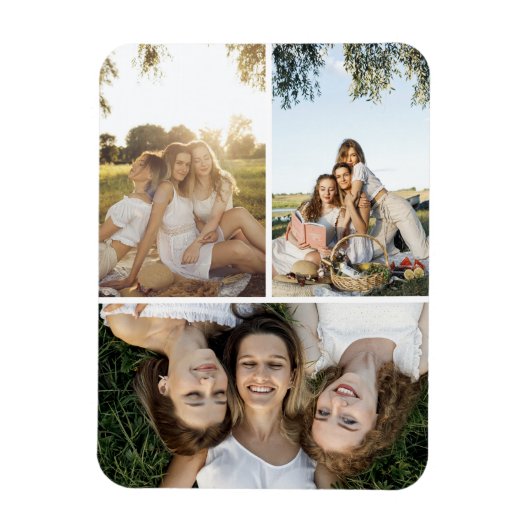 Maak Je Eigen Aangepaste 3 Foto Collage Magneet (Verticaal)